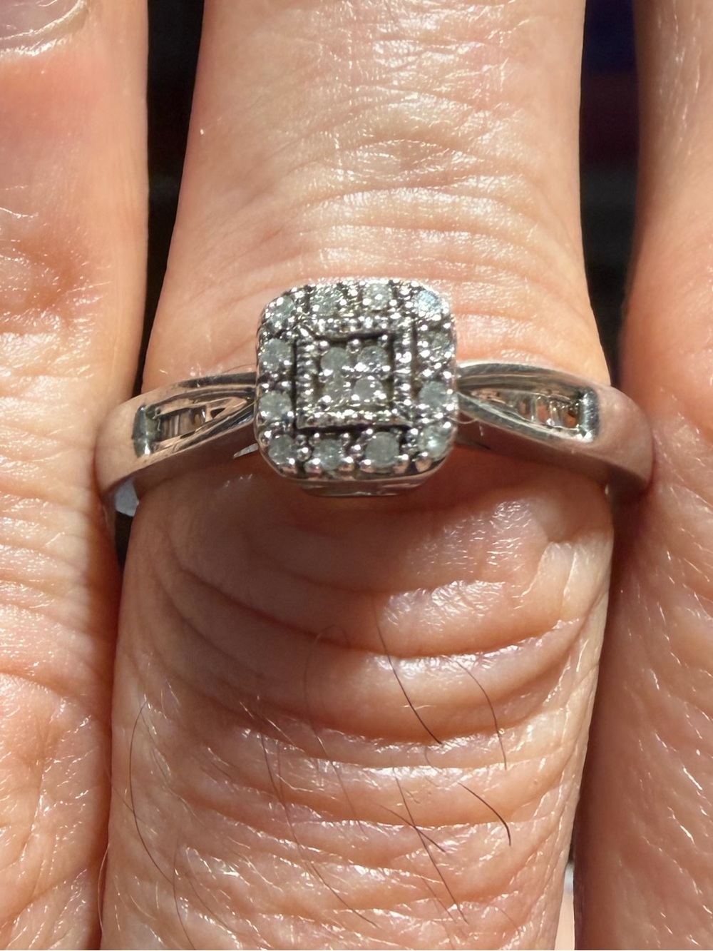 kPJ 925 Sterling Silver Square Halo Ring Size 7.75